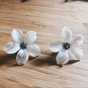 J Crew Acetate Flower Earrings with Pavé Detail